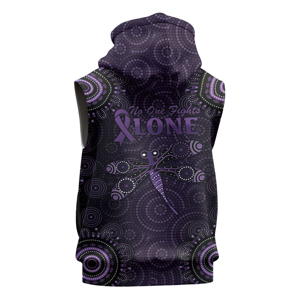 Australia Epilepsy Support Purple Dragonfly Sleeveless Hoodie Aboriginal of Hope