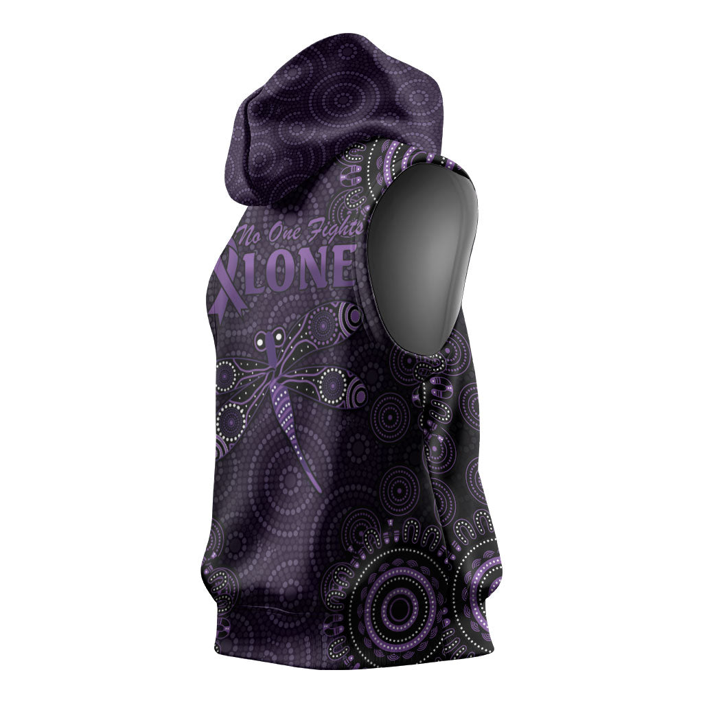 Australia Epilepsy Support Purple Dragonfly Sleeveless Hoodie Aboriginal of Hope