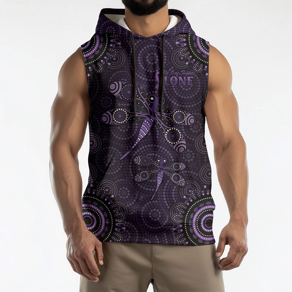 Australia Epilepsy Support Purple Dragonfly Sleeveless Hoodie Aboriginal of Hope