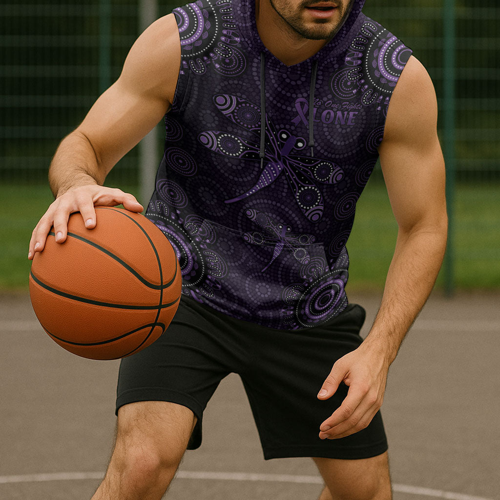 Australia Epilepsy Support Purple Dragonfly Sleeveless Hoodie Aboriginal of Hope