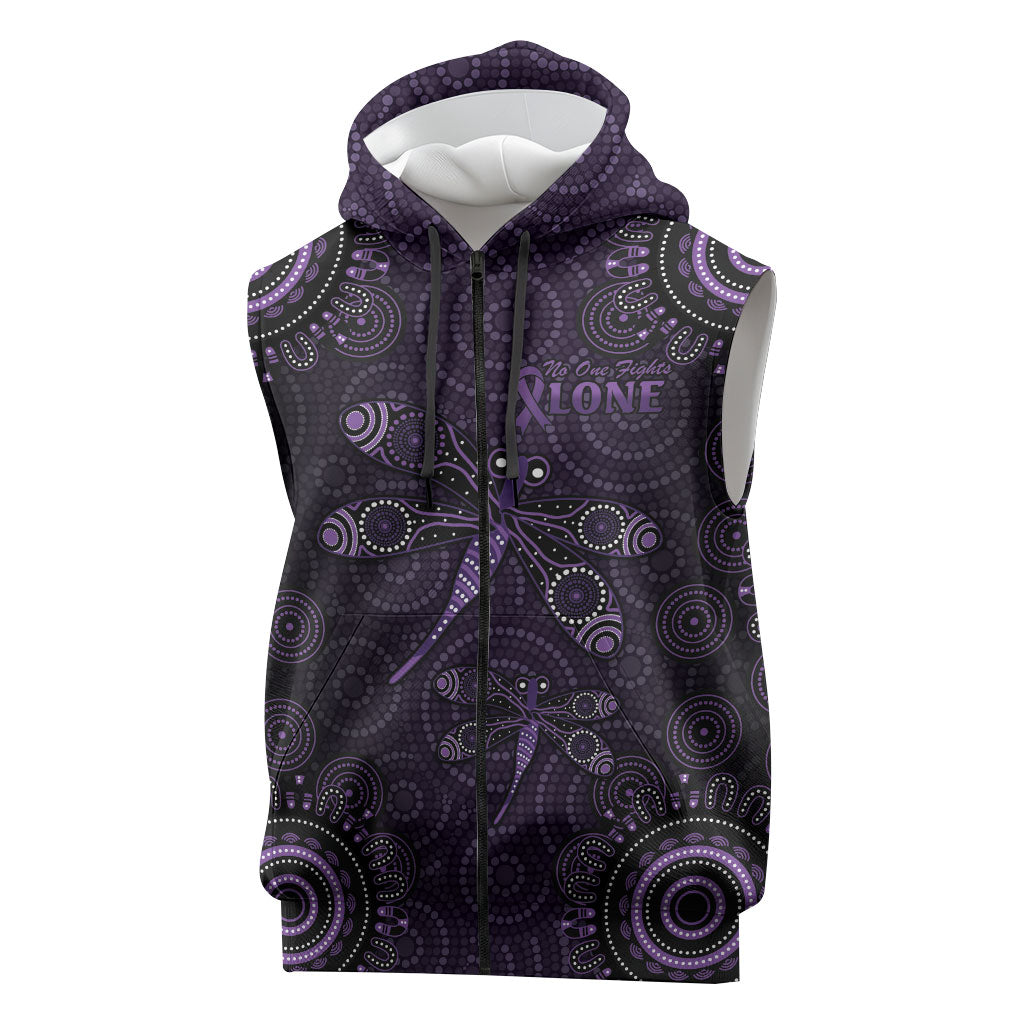 Australia Epilepsy Support Purple Dragonfly Sleeveless Zip Hoodie Aboriginal of Hope