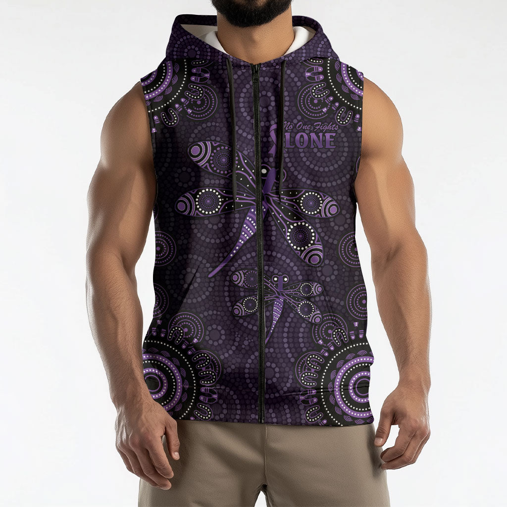 Australia Epilepsy Support Purple Dragonfly Sleeveless Zip Hoodie Aboriginal of Hope