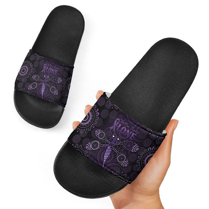 Australia Epilepsy Support Purple Dragonfly Slide Sandals Aboriginal of Hope