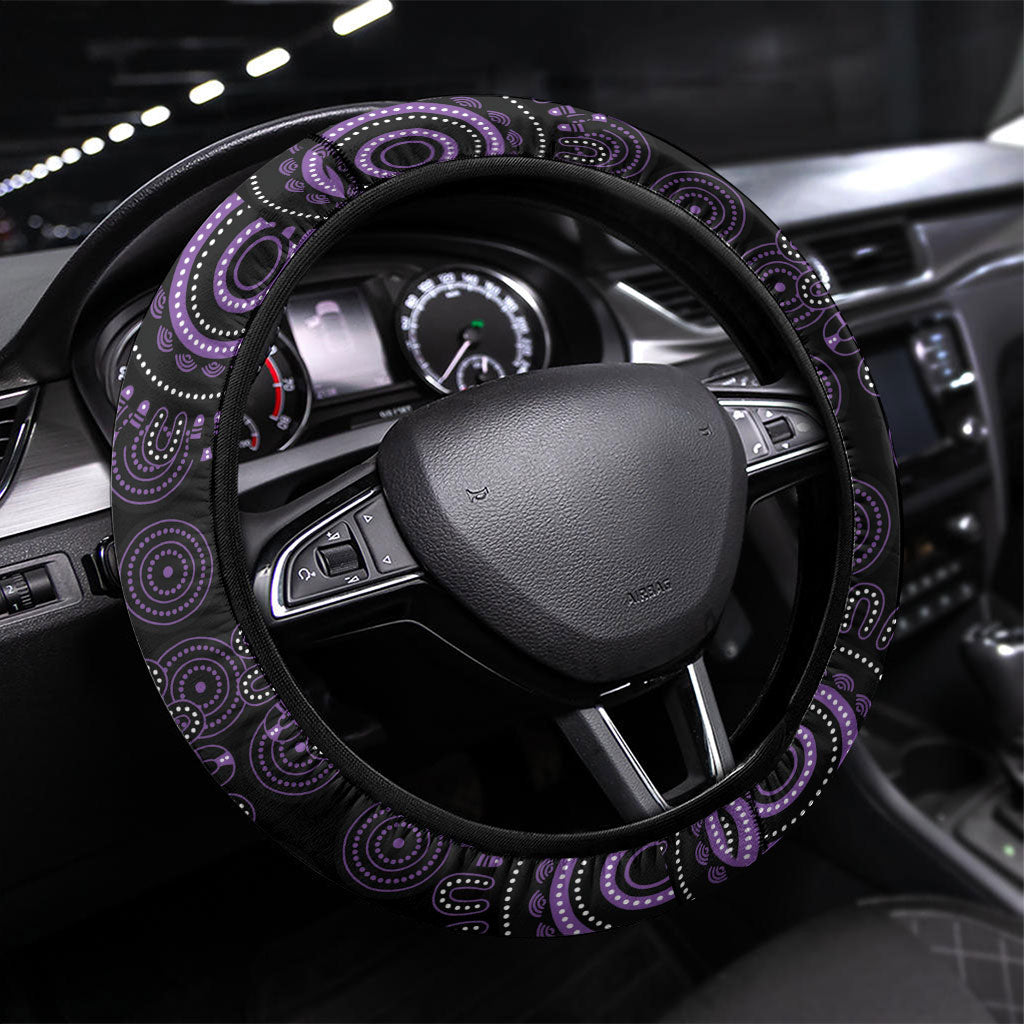 Australia Epilepsy Support Purple Dragonfly Steering Wheel Cover Aboriginal of Hope