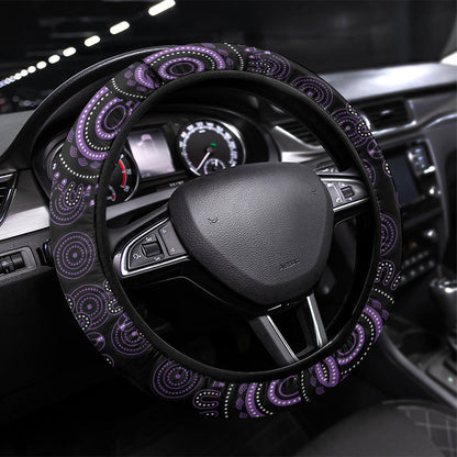 Australia Epilepsy Support Purple Dragonfly Steering Wheel Cover Aboriginal of Hope
