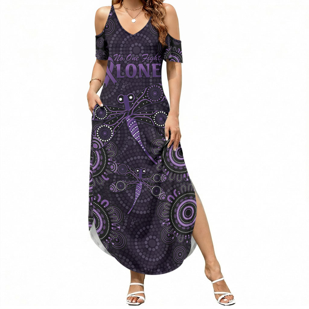 Australia Epilepsy Support Purple Dragonfly Summer Maxi Dress Aboriginal of Hope