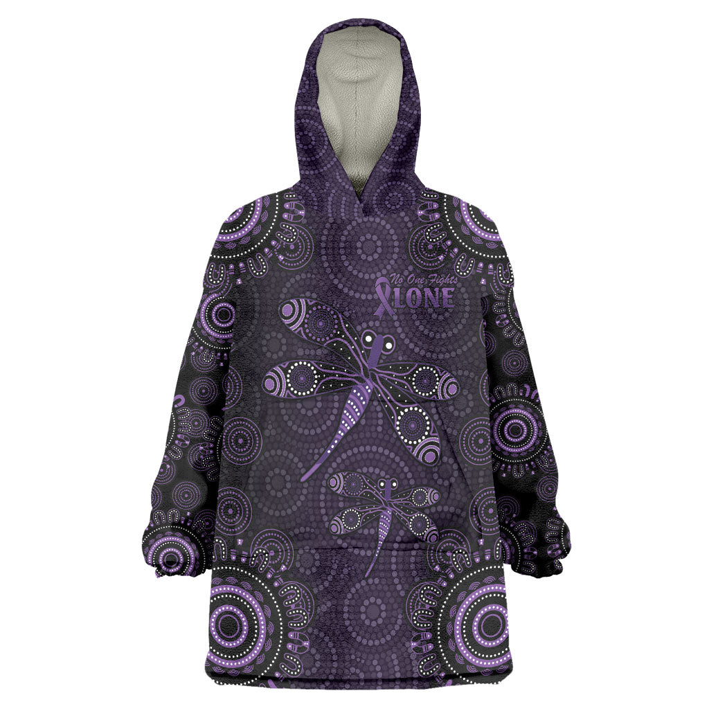 Australia Epilepsy Support Purple Dragonfly Wearable Blanket Hoodie Aboriginal of Hope