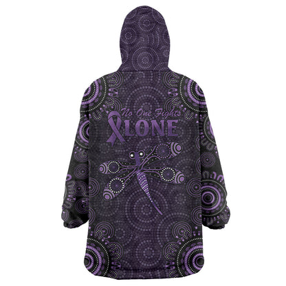 Australia Epilepsy Support Purple Dragonfly Wearable Blanket Hoodie Aboriginal of Hope