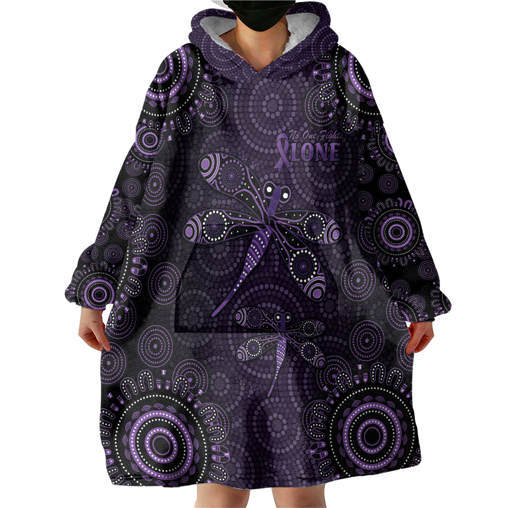 Australia Epilepsy Support Purple Dragonfly Wearable Blanket Hoodie Aboriginal of Hope