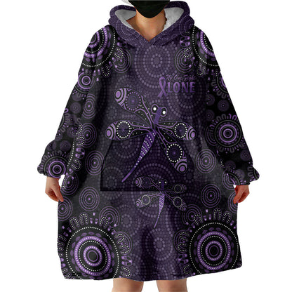 Australia Epilepsy Support Purple Dragonfly Wearable Blanket Hoodie Aboriginal of Hope
