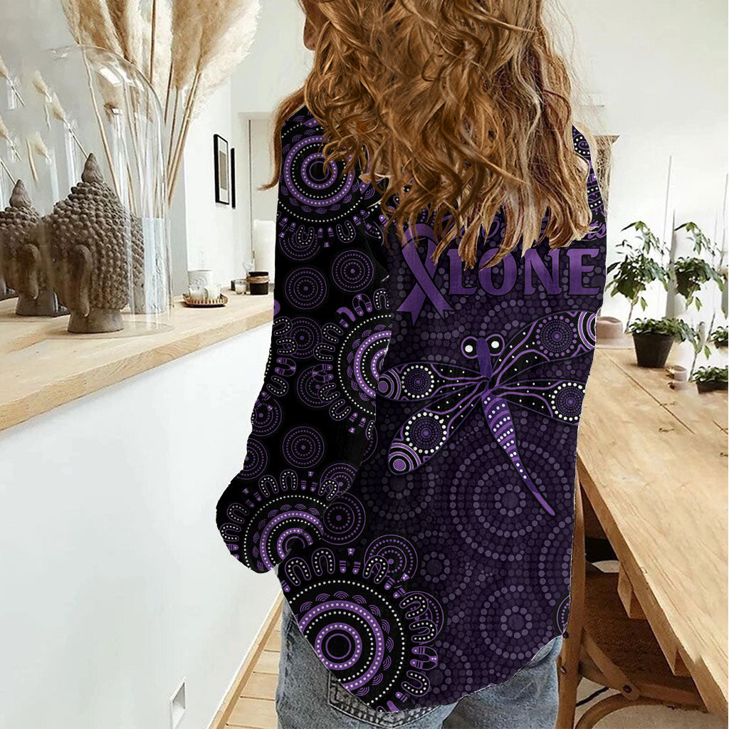 Australia Epilepsy Support Purple Dragonfly Women Casual Shirt Aboriginal of Hope