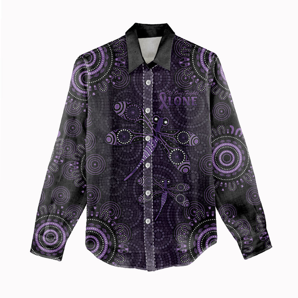 Australia Epilepsy Support Purple Dragonfly Women Casual Shirt Aboriginal of Hope