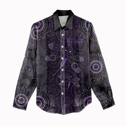 Australia Epilepsy Support Purple Dragonfly Women Casual Shirt Aboriginal of Hope