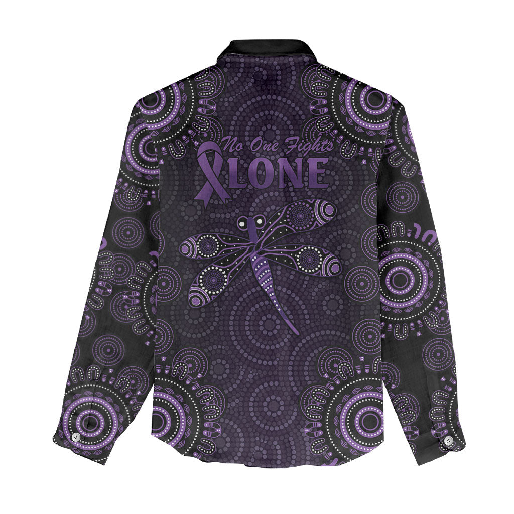 Australia Epilepsy Support Purple Dragonfly Women Casual Shirt Aboriginal of Hope
