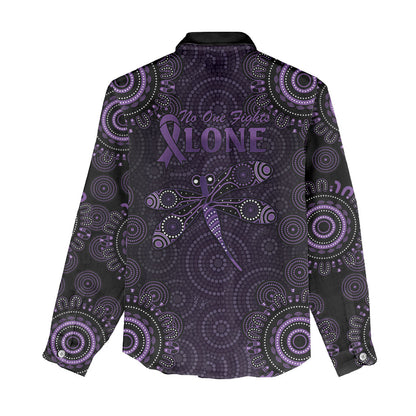 Australia Epilepsy Support Purple Dragonfly Women Casual Shirt Aboriginal of Hope