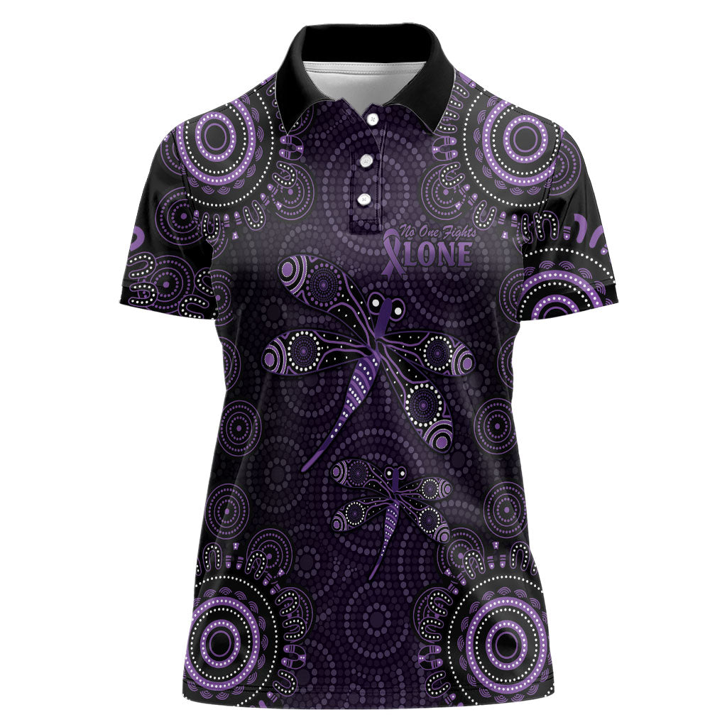 Australia Epilepsy Support Purple Dragonfly Women Polo Shirt Aboriginal of Hope
