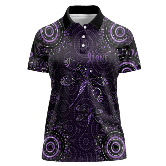 Australia Epilepsy Support Purple Dragonfly Women Polo Shirt Aboriginal of Hope