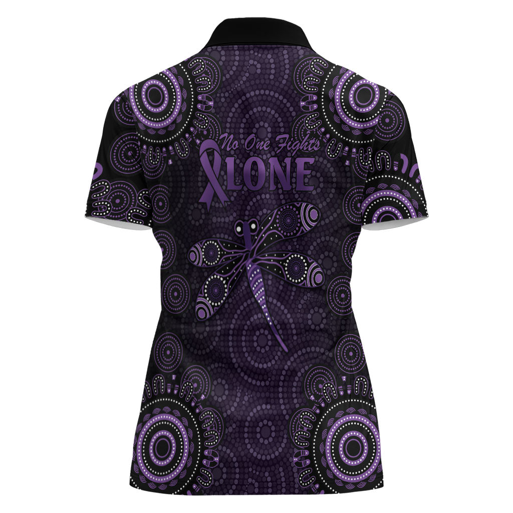 Australia Epilepsy Support Purple Dragonfly Women Polo Shirt Aboriginal of Hope