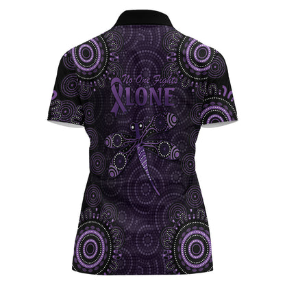 Australia Epilepsy Support Purple Dragonfly Women Polo Shirt Aboriginal of Hope