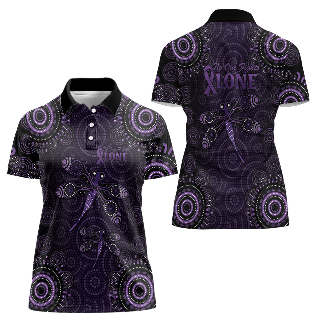 Australia Epilepsy Support Purple Dragonfly Women Polo Shirt Aboriginal of Hope