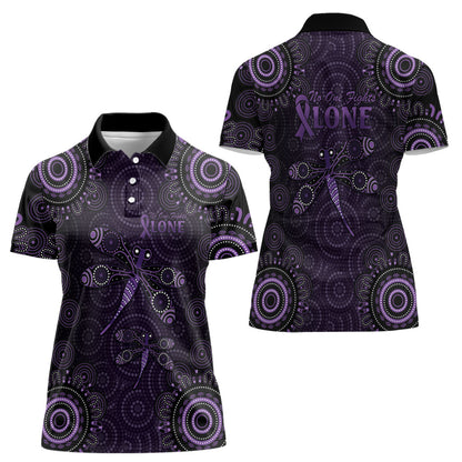 Australia Epilepsy Support Purple Dragonfly Women Polo Shirt Aboriginal of Hope