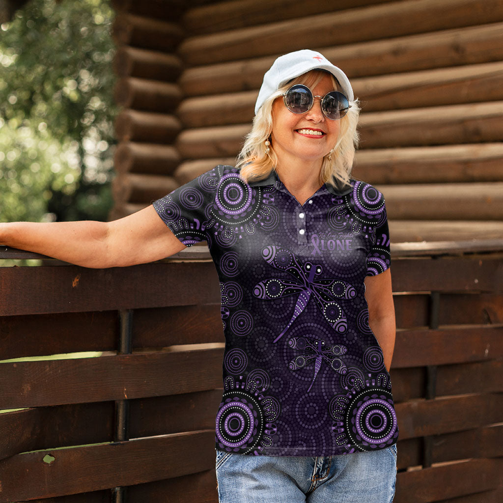 Australia Epilepsy Support Purple Dragonfly Women Polo Shirt Aboriginal of Hope