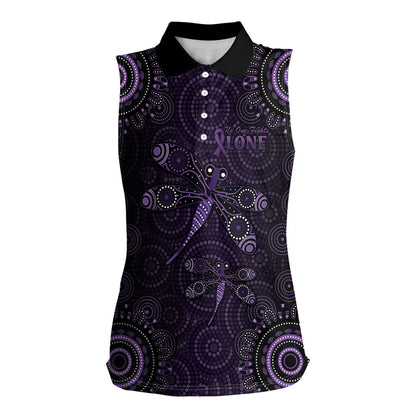 Australia Epilepsy Support Purple Dragonfly Women Sleeveless Polo Shirt Aboriginal of Hope