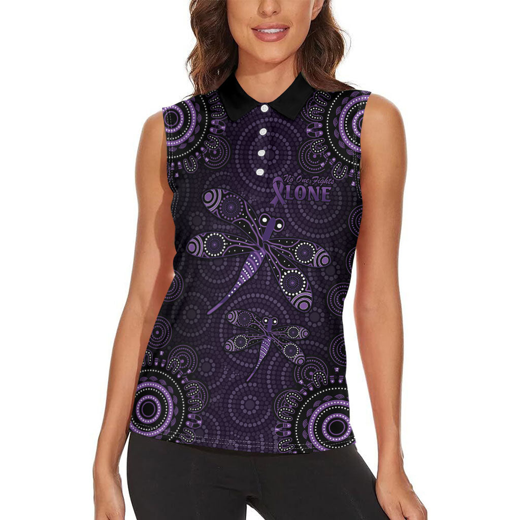 Australia Epilepsy Support Purple Dragonfly Women Sleeveless Polo Shirt Aboriginal of Hope