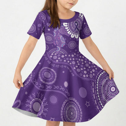 Sea Horse Australia Epilepsy Support Kid Short Sleeve Dress