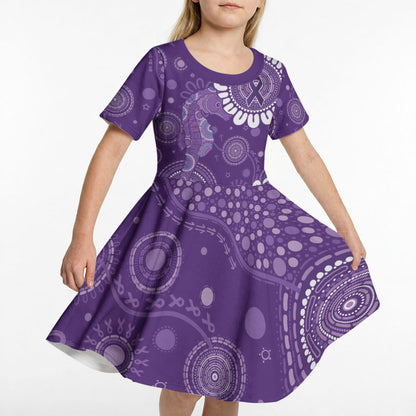 Sea Horse Australia Epilepsy Support Kid Short Sleeve Dress