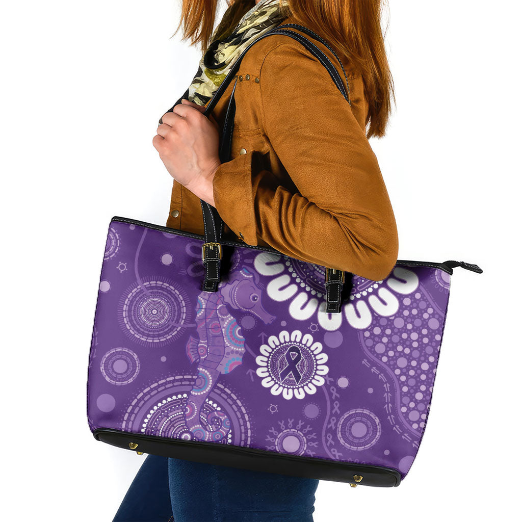 Sea Horse Australia Epilepsy Support Leather Tote Bag