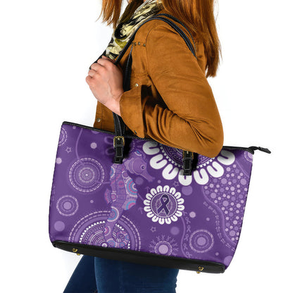 Sea Horse Australia Epilepsy Support Leather Tote Bag