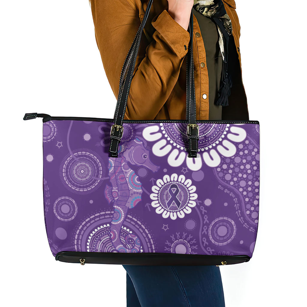 Sea Horse Australia Epilepsy Support Leather Tote Bag