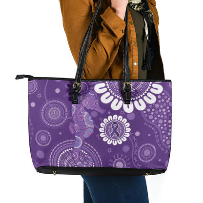 Sea Horse Australia Epilepsy Support Leather Tote Bag