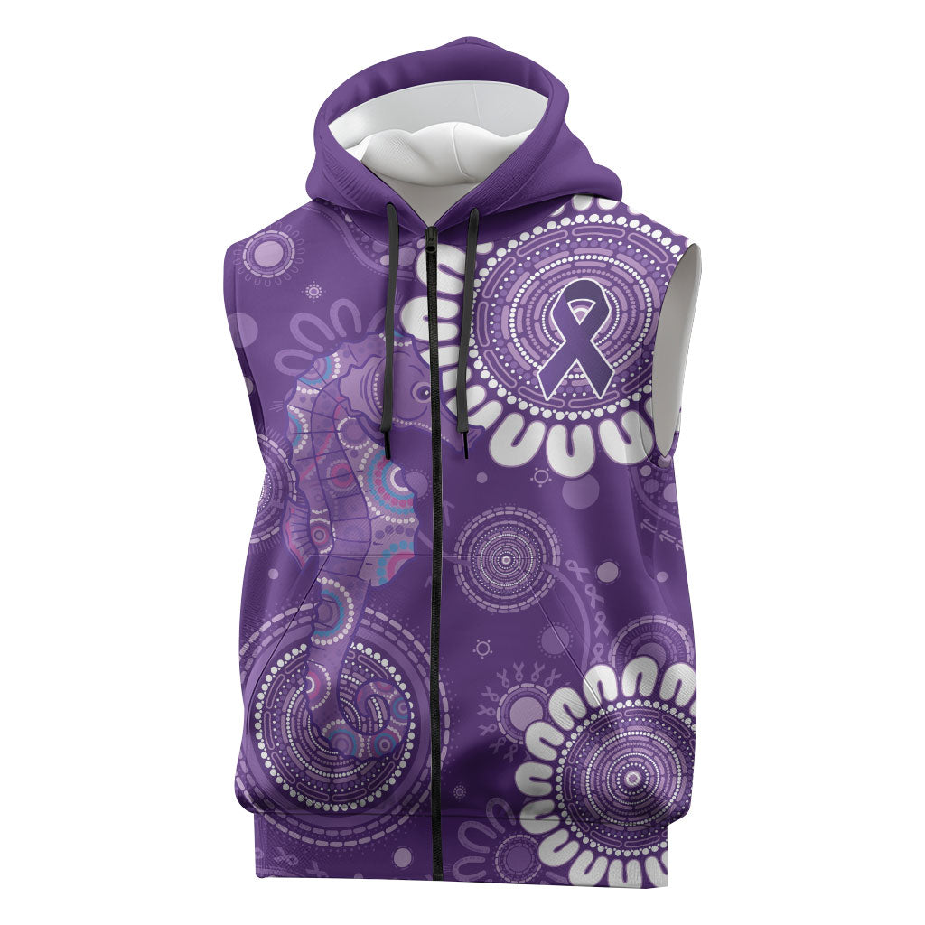 Sea Horse Australia Epilepsy Support Sleeveless Zip Hoodie