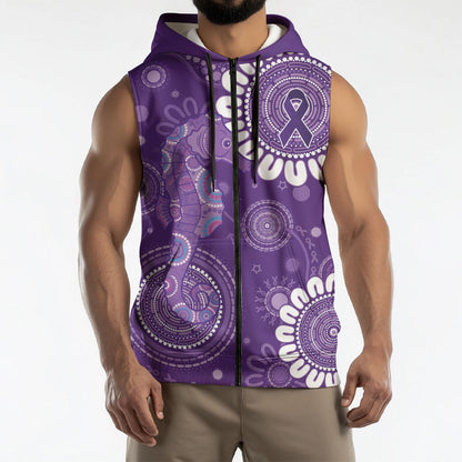 Sea Horse Australia Epilepsy Support Sleeveless Zip Hoodie