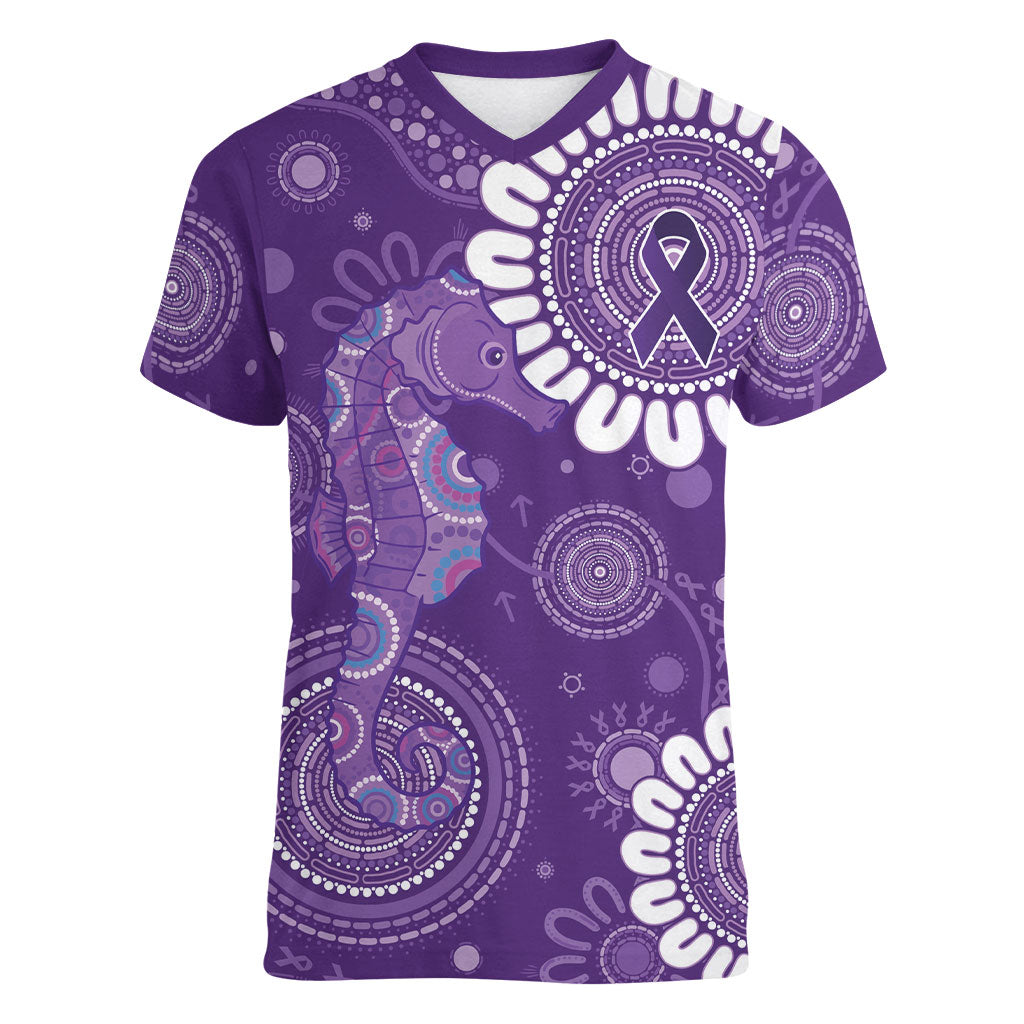 Sea Horse Australia Epilepsy Support Women V-Neck T-Shirt