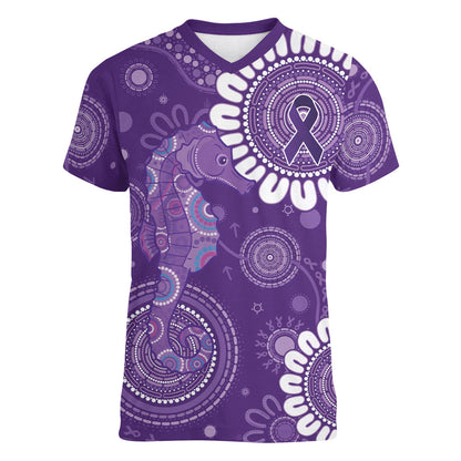 Sea Horse Australia Epilepsy Support Women V-Neck T-Shirt