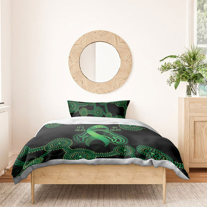 Green Kangaroo Ribbon Aboriginal Personalised Bedding Set Depression Support Hope And Healing