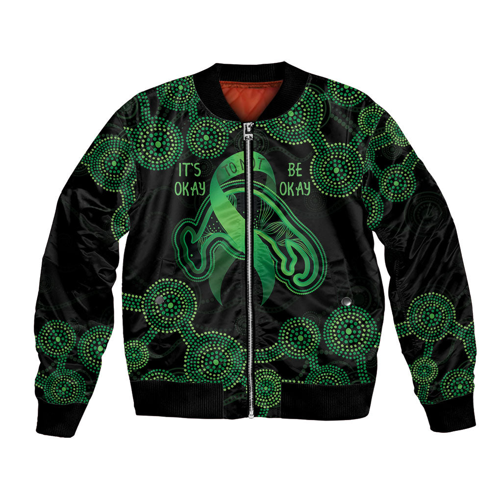 Green Kangaroo Ribbon Aboriginal Personalised Bomber Jacket Depression Support Hope And Healing