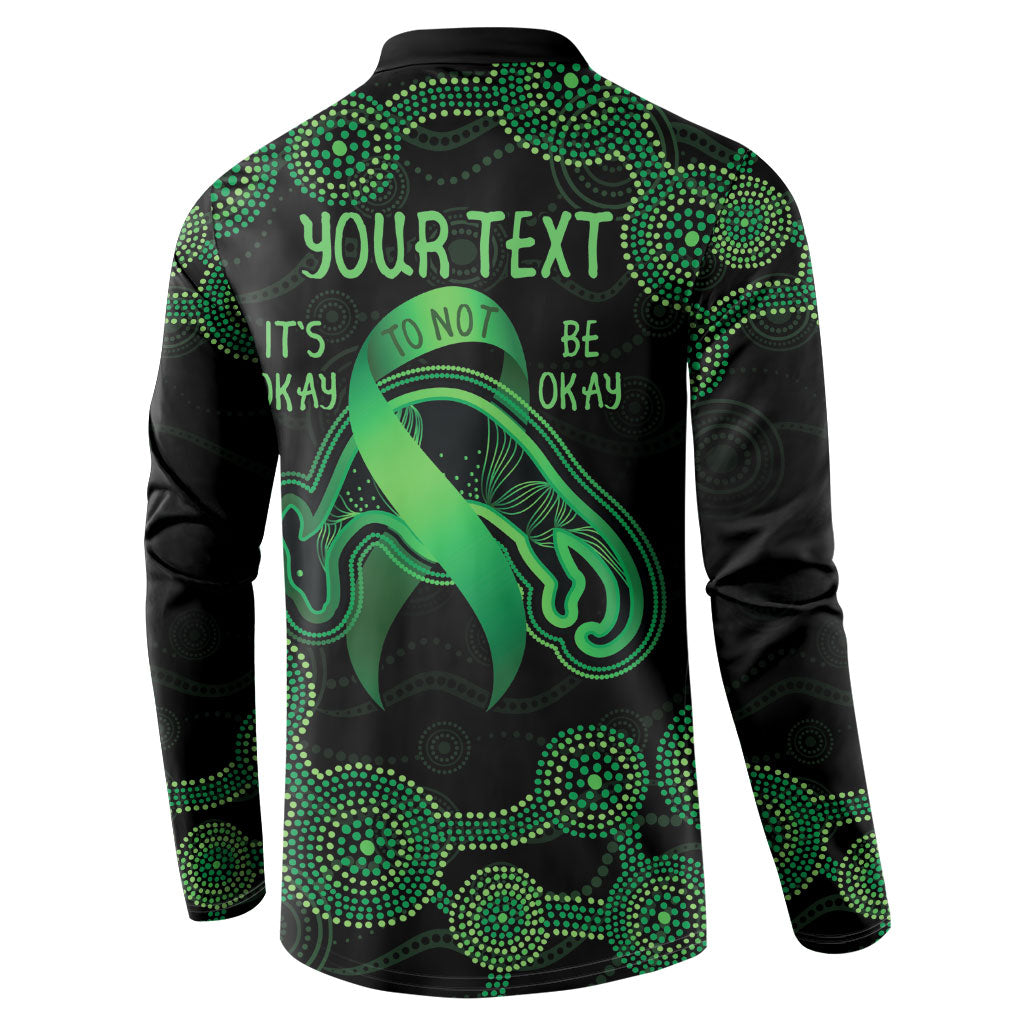 Green Kangaroo Ribbon Aboriginal Personalised Button Sweatshirt Depression Support Hope And Healing