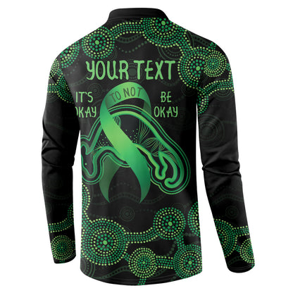 Green Kangaroo Ribbon Aboriginal Personalised Button Sweatshirt Depression Support Hope And Healing