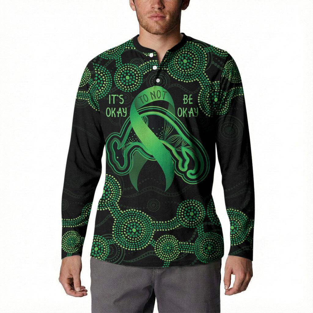 Green Kangaroo Ribbon Aboriginal Personalised Button Sweatshirt Depression Support Hope And Healing