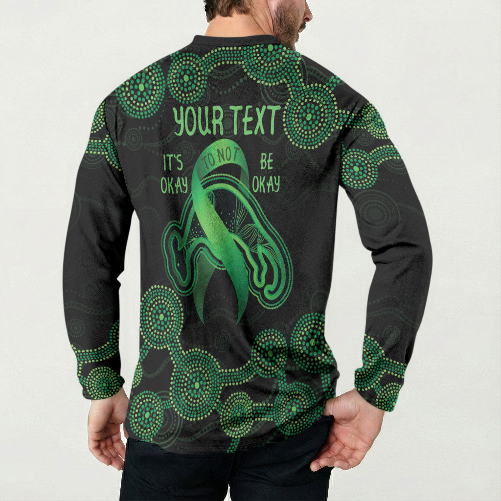 Green Kangaroo Ribbon Aboriginal Personalised Button Sweatshirt Depression Support Hope And Healing