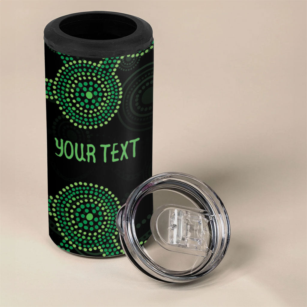 Green Kangaroo Ribbon Aboriginal Personalised 4 in 1 Can Cooler Tumbler Depression Support Hope And Healing