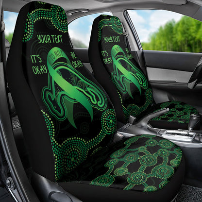 Green Kangaroo Ribbon Aboriginal Personalised Car Seat Cover Depression Support Hope And Healing