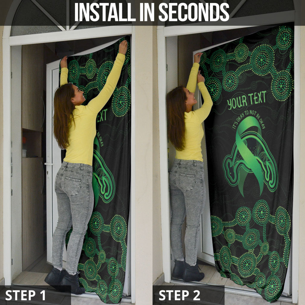 Green Kangaroo Ribbon Aboriginal Personalised Door Cover Depression Support Hope And Healing
