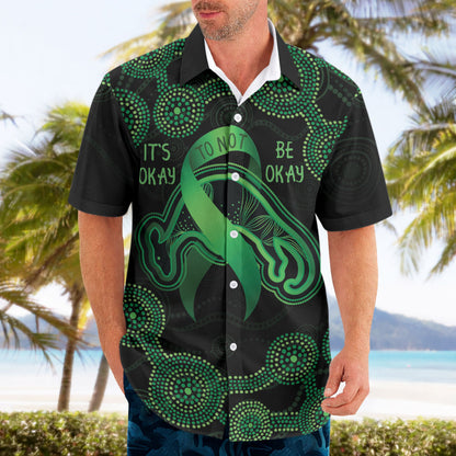 Green Kangaroo Ribbon Aboriginal Personalised Hawaiian Shirt Depression Support Hope And Healing