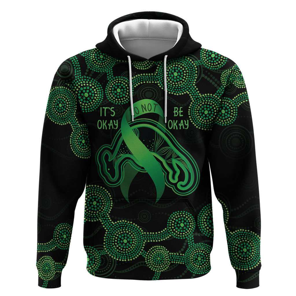 Green Kangaroo Ribbon Aboriginal Personalised Hoodie Depression Support Hope And Healing