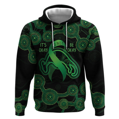 Green Kangaroo Ribbon Aboriginal Personalised Hoodie Depression Support Hope And Healing